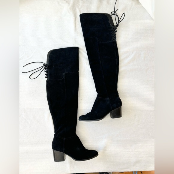 Aldo Womens Jeffres Black Suede Almond Toe Over Knee Boots - Picture 11 of 16